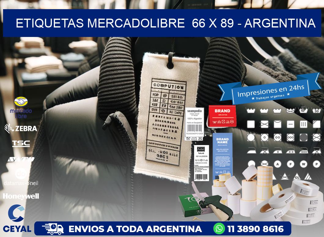 ETIQUETAS MERCADOLIBRE  66 x 89 - ARGENTINA