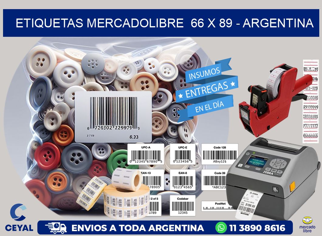 ETIQUETAS MERCADOLIBRE  66 x 89 - ARGENTINA