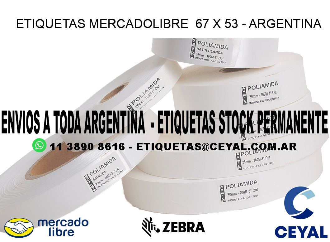 ETIQUETAS MERCADOLIBRE  67 x 53 - ARGENTINA