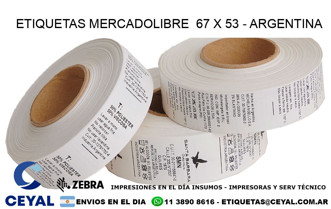 ETIQUETAS MERCADOLIBRE  67 x 53 - ARGENTINA