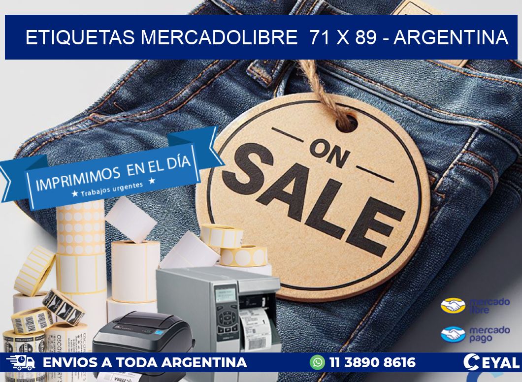 ETIQUETAS MERCADOLIBRE  71 x 89 - ARGENTINA