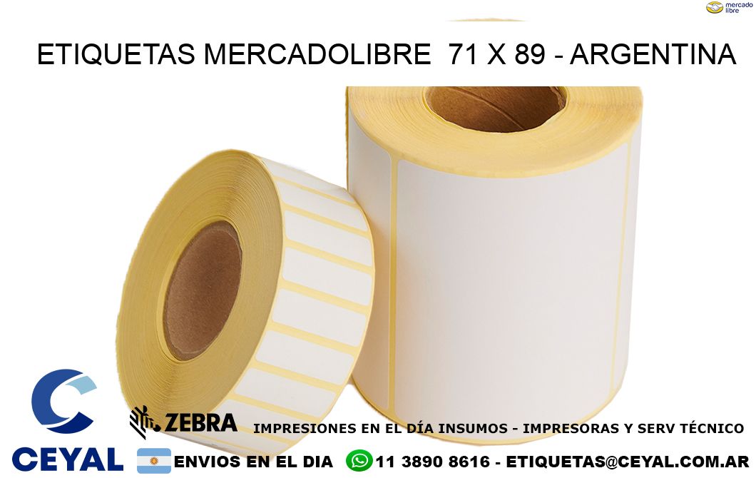 ETIQUETAS MERCADOLIBRE  71 x 89 - ARGENTINA
