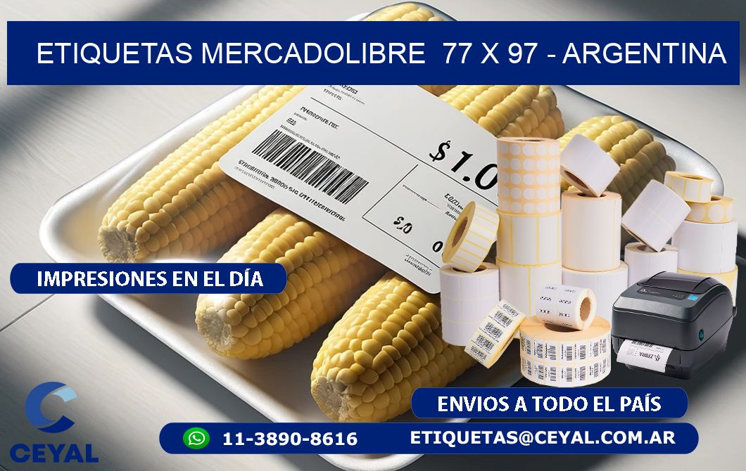 ETIQUETAS MERCADOLIBRE  77 x 97 - ARGENTINA