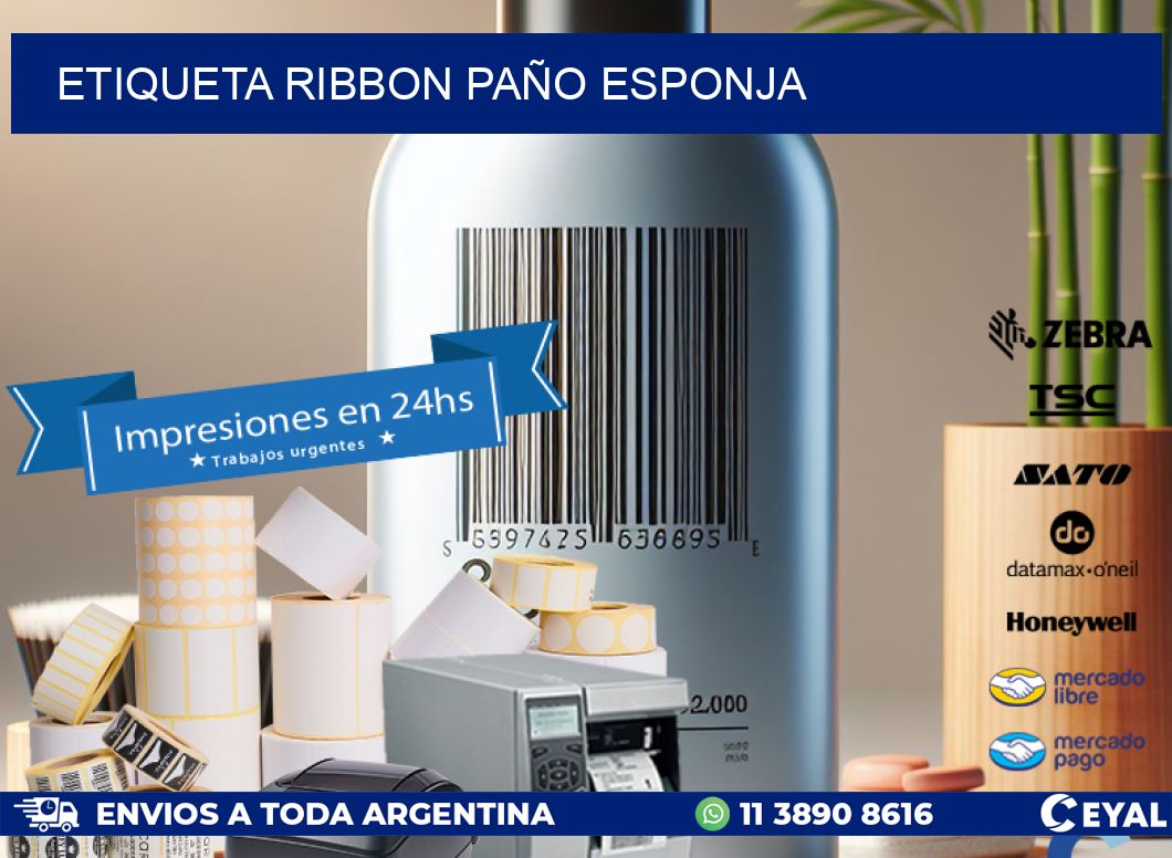 ETIQUETA RIBBON PAÑO ESPONJA