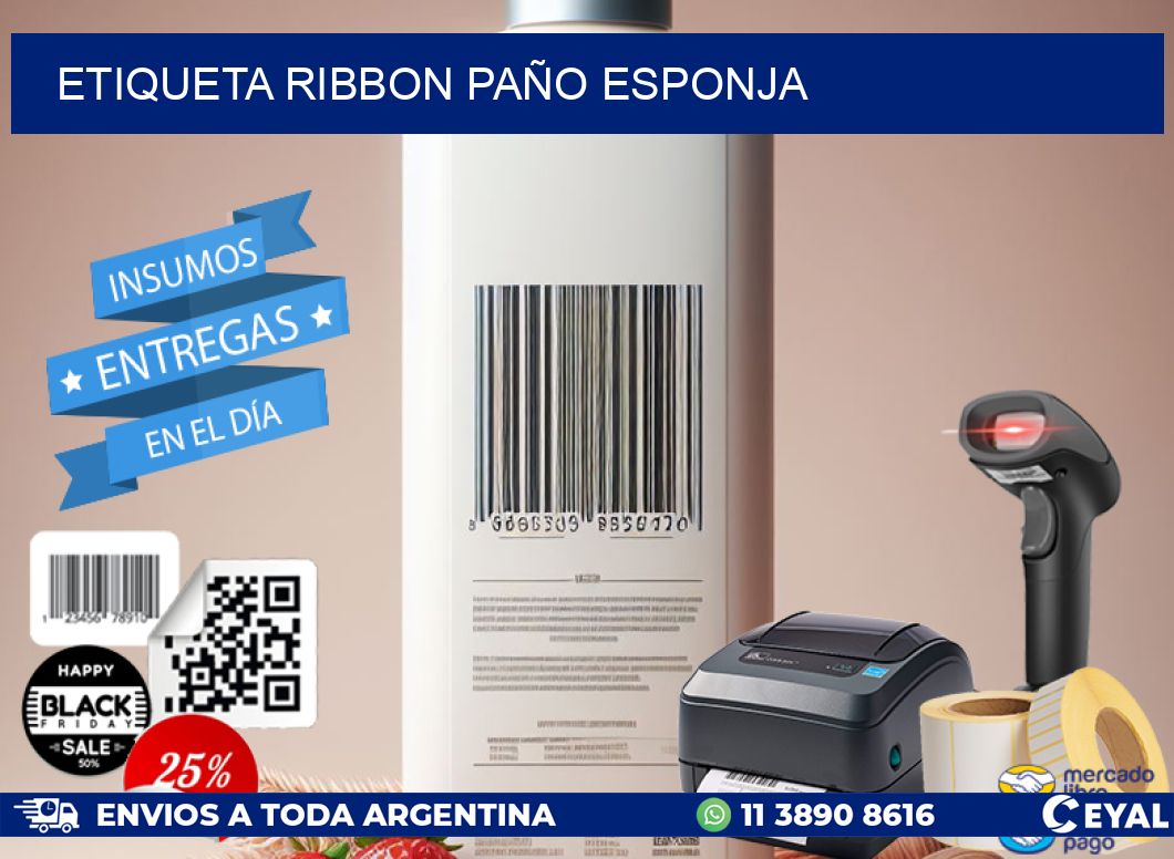 ETIQUETA RIBBON PAÑO ESPONJA