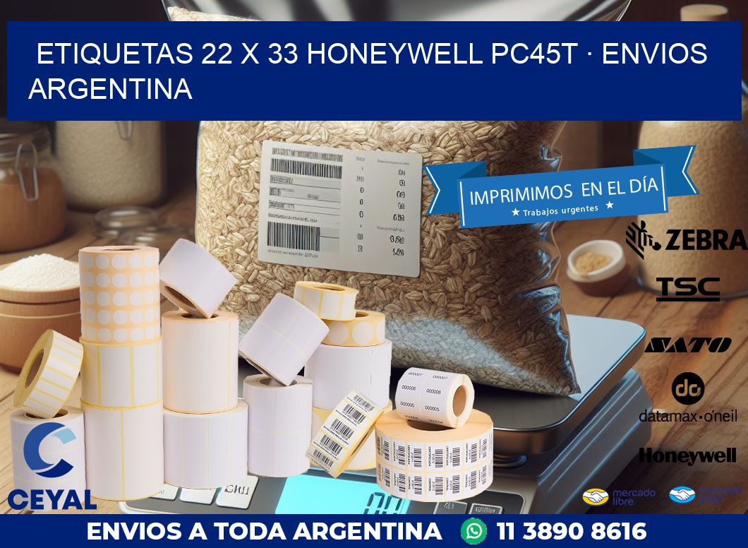 ETIQUETAS 22 x 33 HONEYWELL PC45T · ENVIOS ARGENTINA