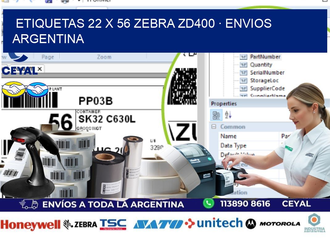 ETIQUETAS 22 x 56 ZEBRA ZD400 · ENVIOS ARGENTINA
