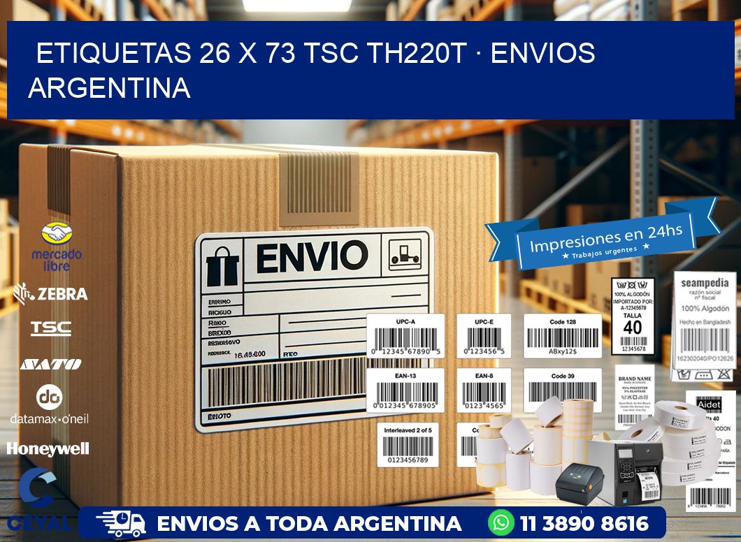 ETIQUETAS 26 x 73 TSC TH220T · ENVIOS ARGENTINA
