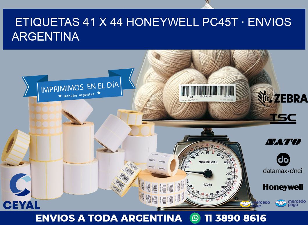 ETIQUETAS 41 x 44 HONEYWELL PC45T · ENVIOS ARGENTINA