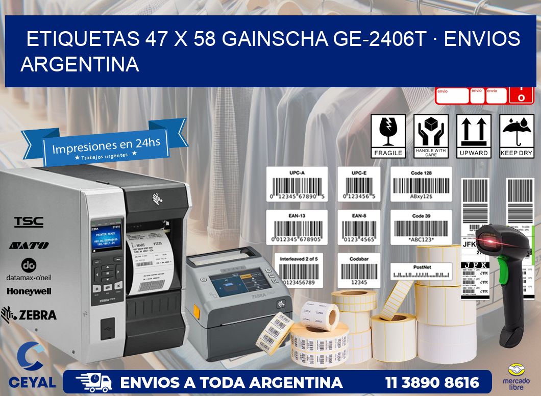 ETIQUETAS 47 x 58 GAINSCHA GE-2406T · ENVIOS ARGENTINA