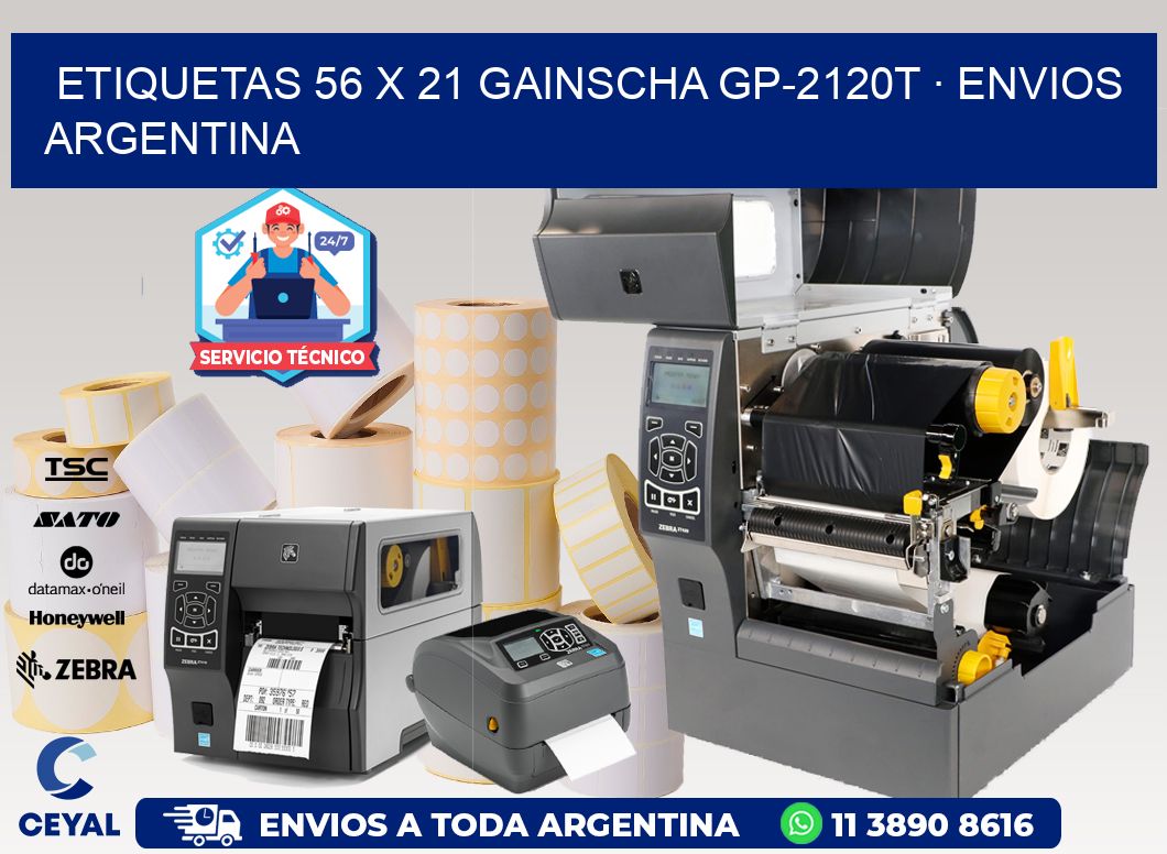 ETIQUETAS 56 x 21 GAINSCHA GP-2120T · ENVIOS ARGENTINA