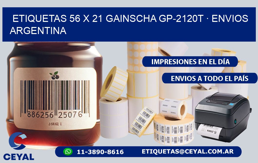 ETIQUETAS 56 x 21 GAINSCHA GP-2120T · ENVIOS ARGENTINA