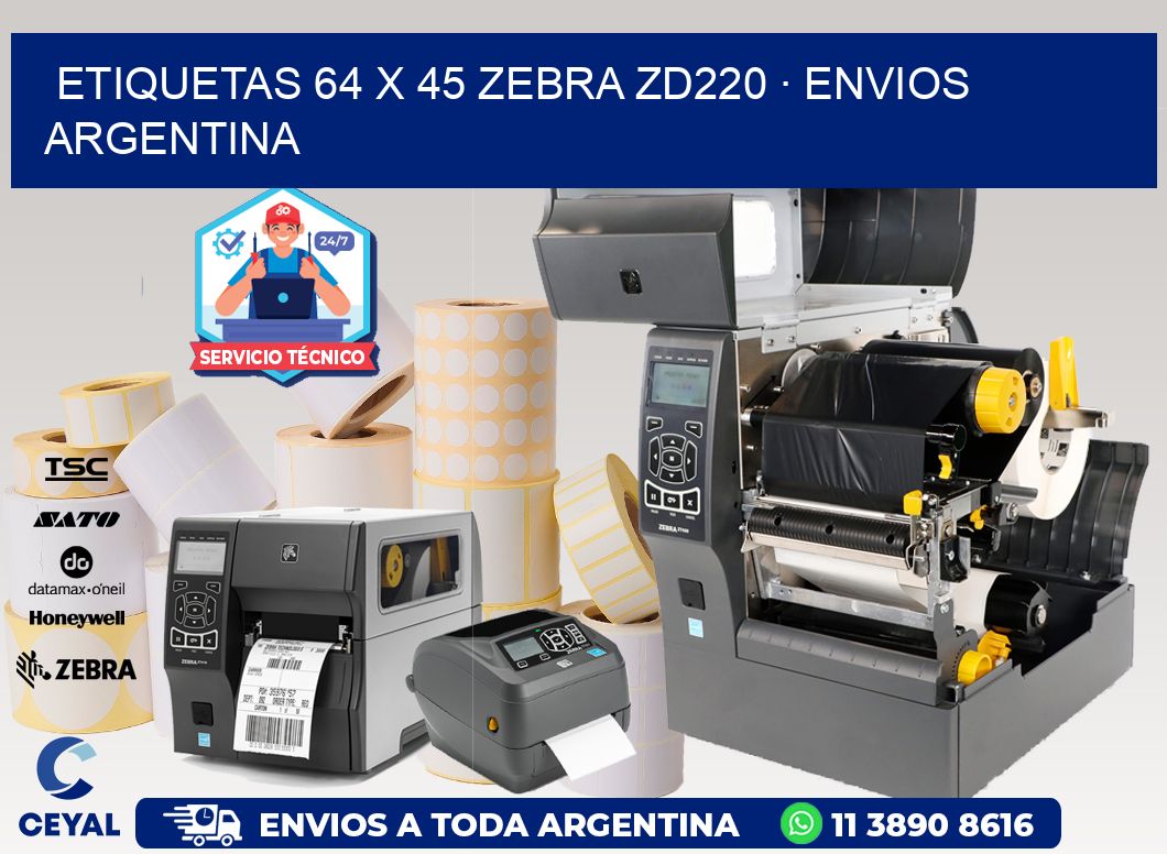 ETIQUETAS 64 x 45 ZEBRA ZD220 · ENVIOS ARGENTINA