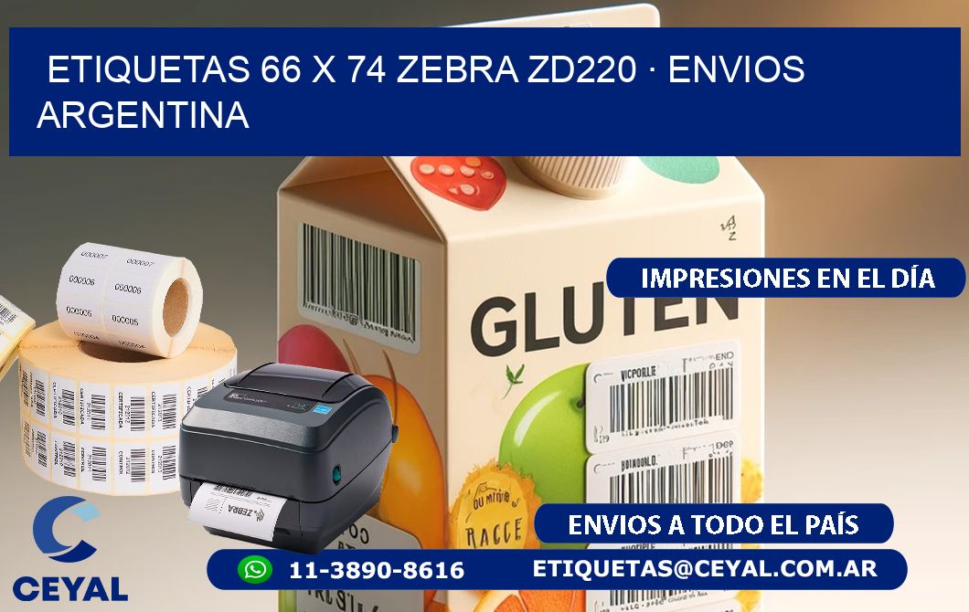 ETIQUETAS 66 x 74 ZEBRA ZD220 · ENVIOS ARGENTINA