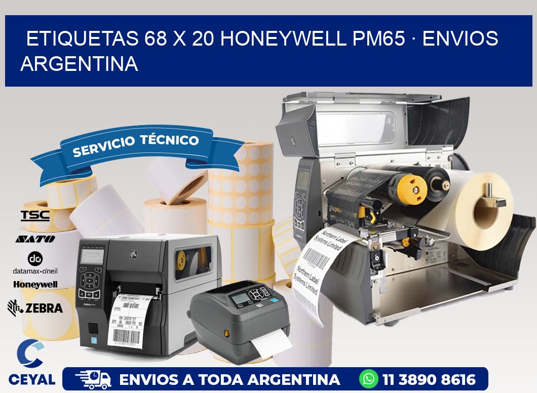ETIQUETAS 68 x 20 HONEYWELL PM65 · ENVIOS ARGENTINA