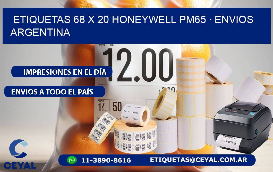ETIQUETAS 68 x 20 HONEYWELL PM65 · ENVIOS ARGENTINA