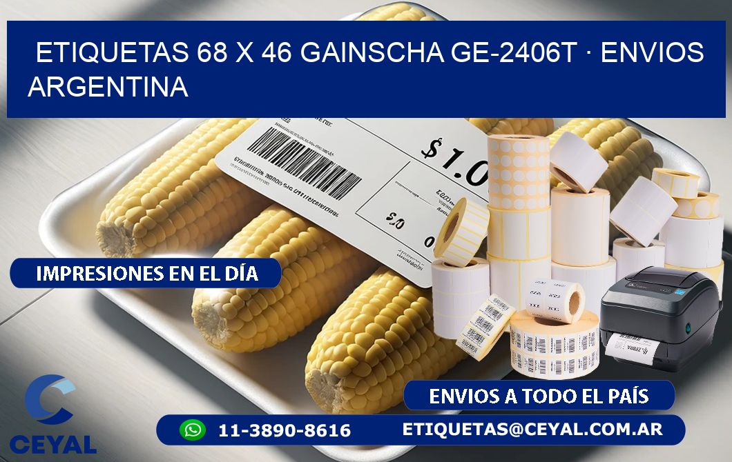 ETIQUETAS 68 x 46 GAINSCHA GE-2406T · ENVIOS ARGENTINA
