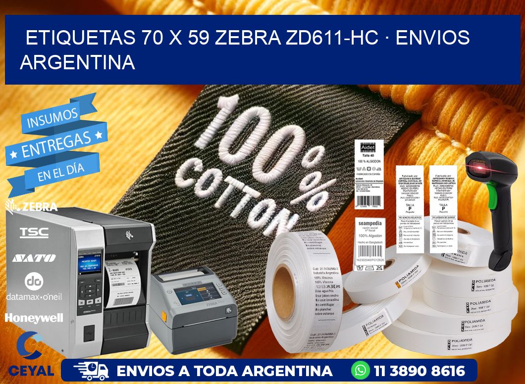 ETIQUETAS 70 x 59 ZEBRA ZD611-HC · ENVIOS ARGENTINA