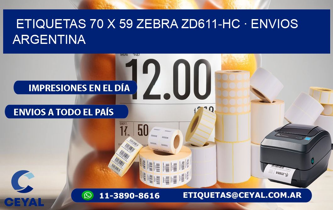 ETIQUETAS 70 x 59 ZEBRA ZD611-HC · ENVIOS ARGENTINA