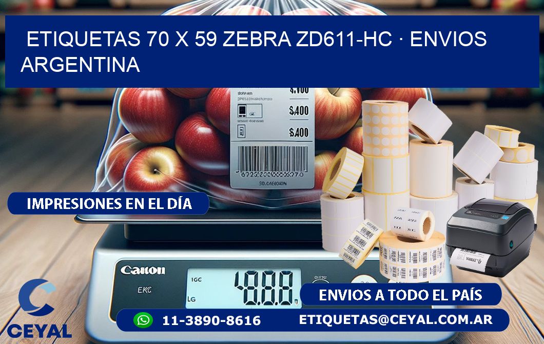 ETIQUETAS 70 x 59 ZEBRA ZD611-HC · ENVIOS ARGENTINA
