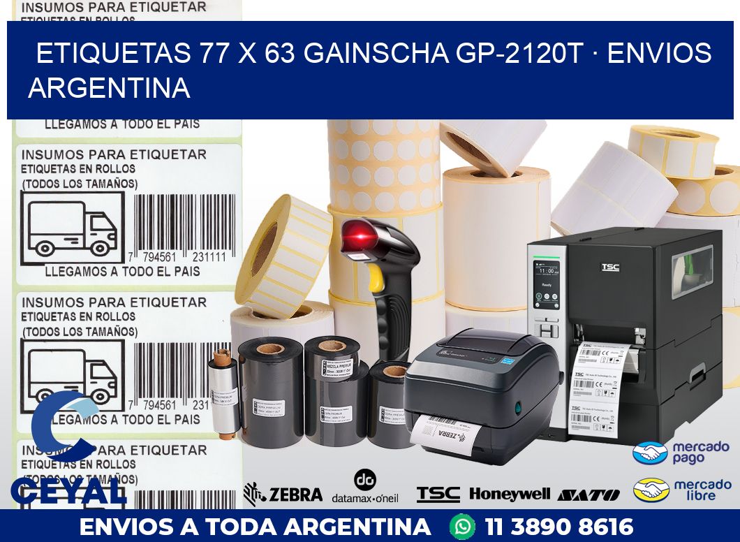 ETIQUETAS 77 x 63 GAINSCHA GP-2120T · ENVIOS ARGENTINA