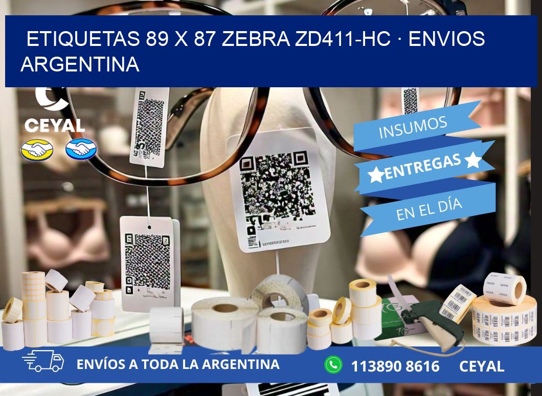 ETIQUETAS 89 x 87 ZEBRA ZD411-HC · ENVIOS ARGENTINA