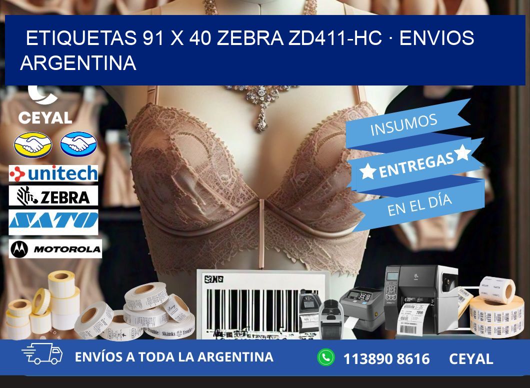 ETIQUETAS 91 x 40 ZEBRA ZD411-HC · ENVIOS ARGENTINA