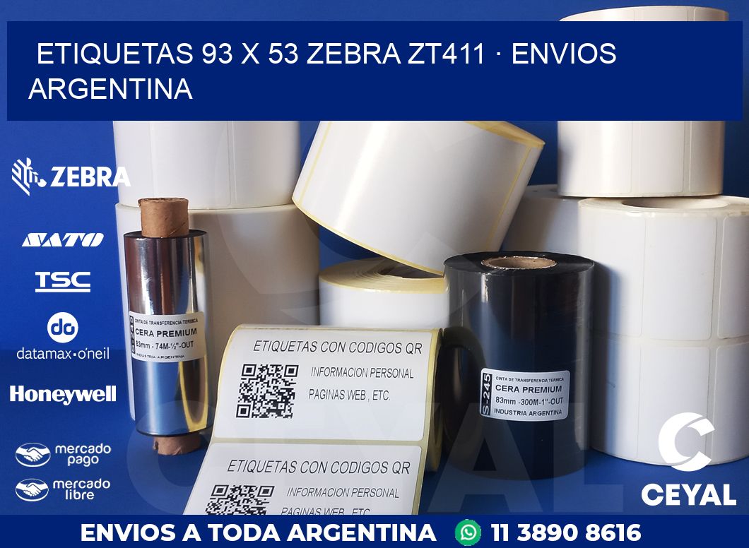 ETIQUETAS 93 x 53 ZEBRA ZT411 · ENVIOS ARGENTINA