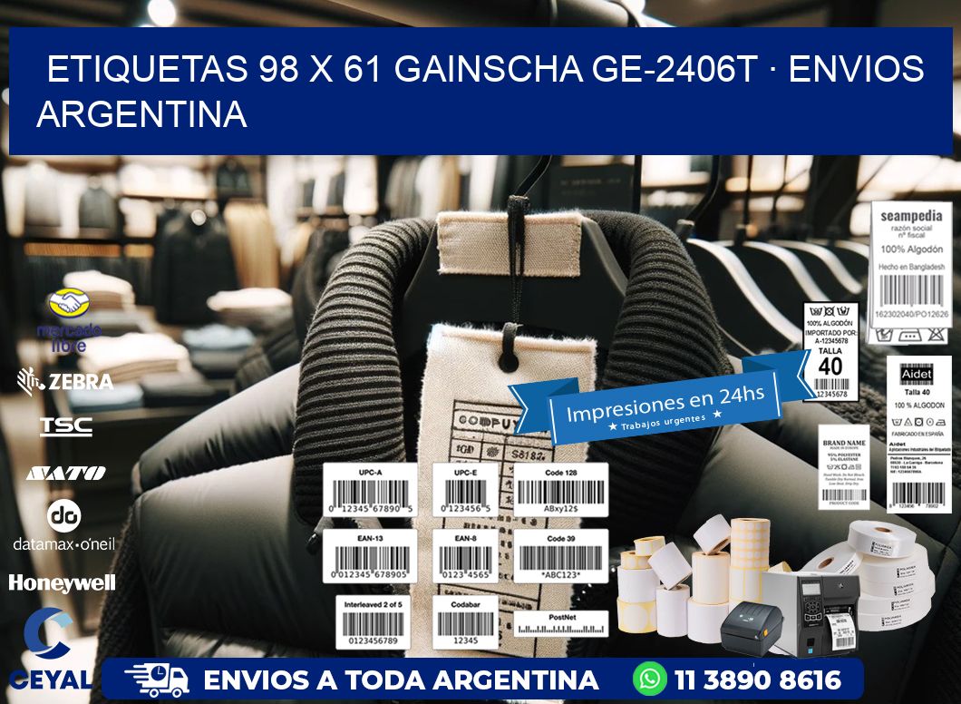 ETIQUETAS 98 x 61 GAINSCHA GE-2406T · ENVIOS ARGENTINA