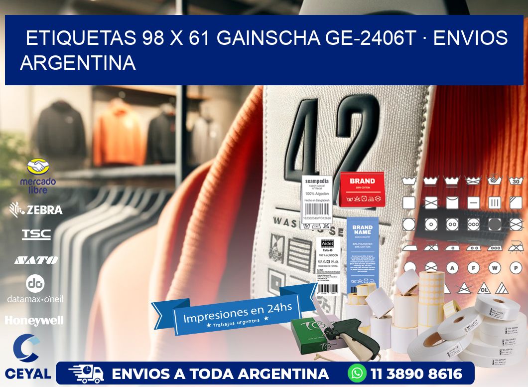 ETIQUETAS 98 x 61 GAINSCHA GE-2406T · ENVIOS ARGENTINA