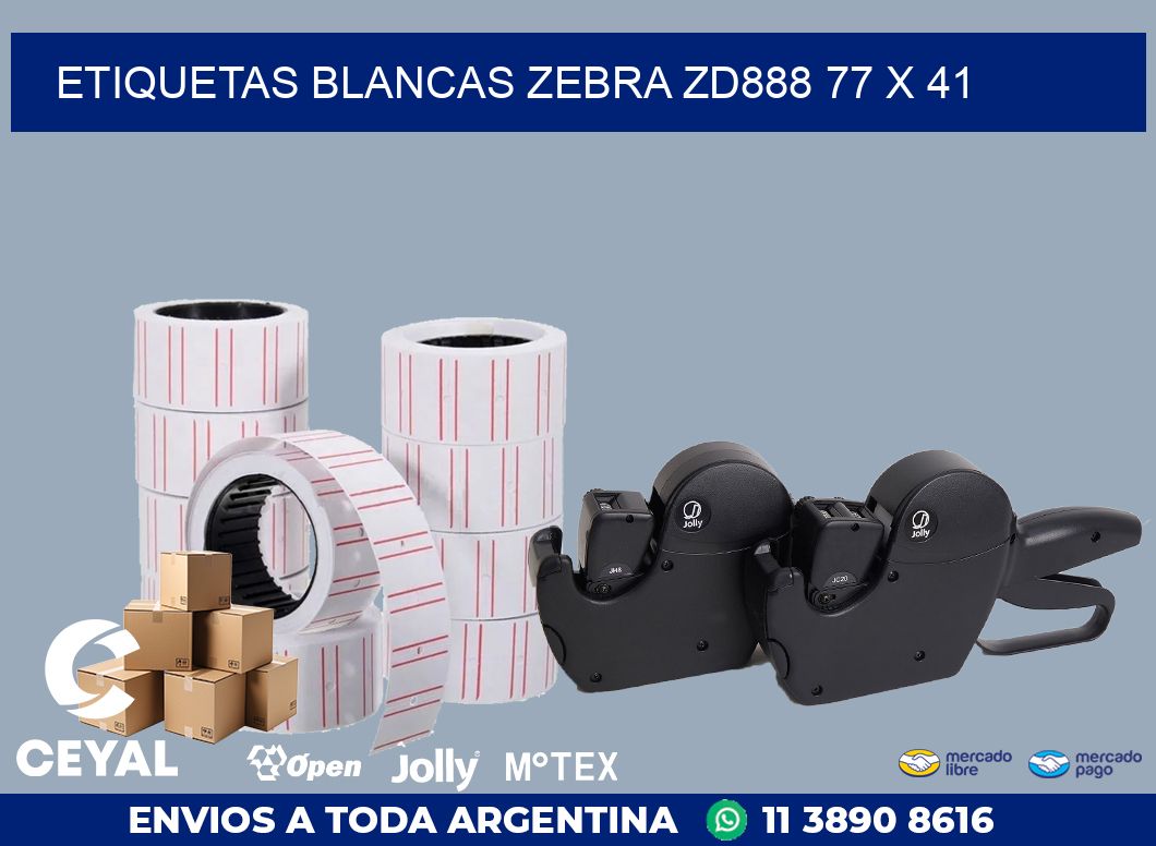 ETIQUETAS BLANCAS ZEBRA ZD888 77 x 41