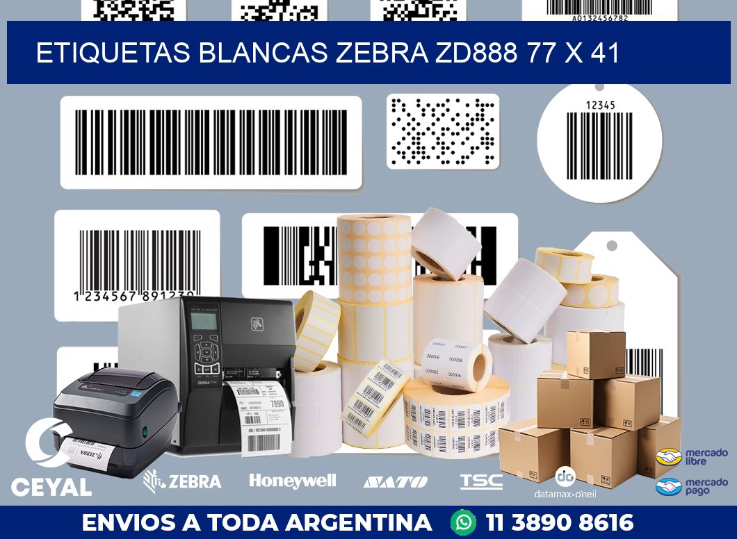 ETIQUETAS BLANCAS ZEBRA ZD888 77 x 41