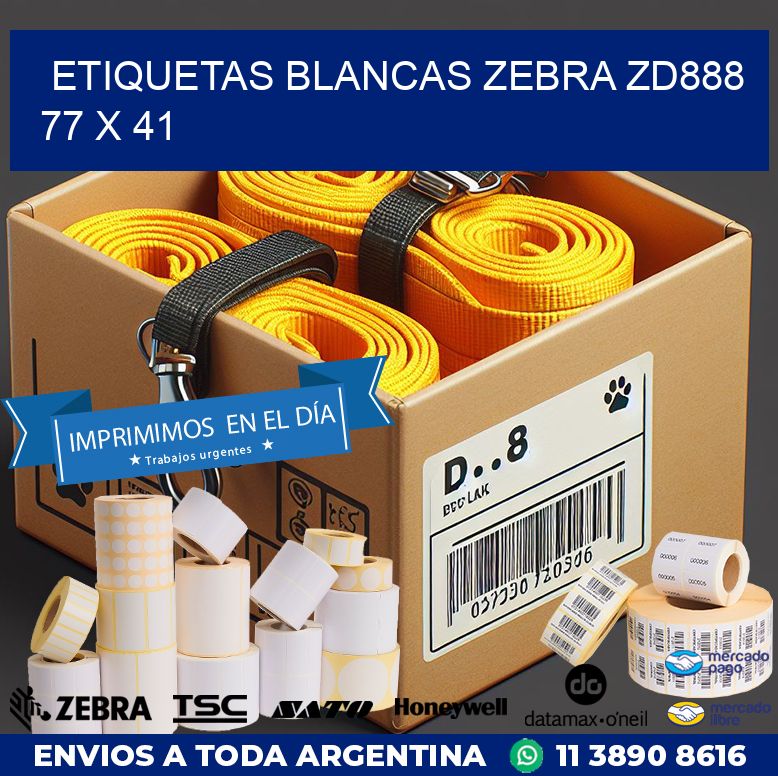 ETIQUETAS BLANCAS ZEBRA ZD888 77 x 41