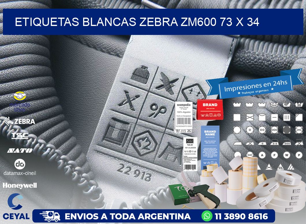 ETIQUETAS BLANCAS ZEBRA ZM600 73 x 34