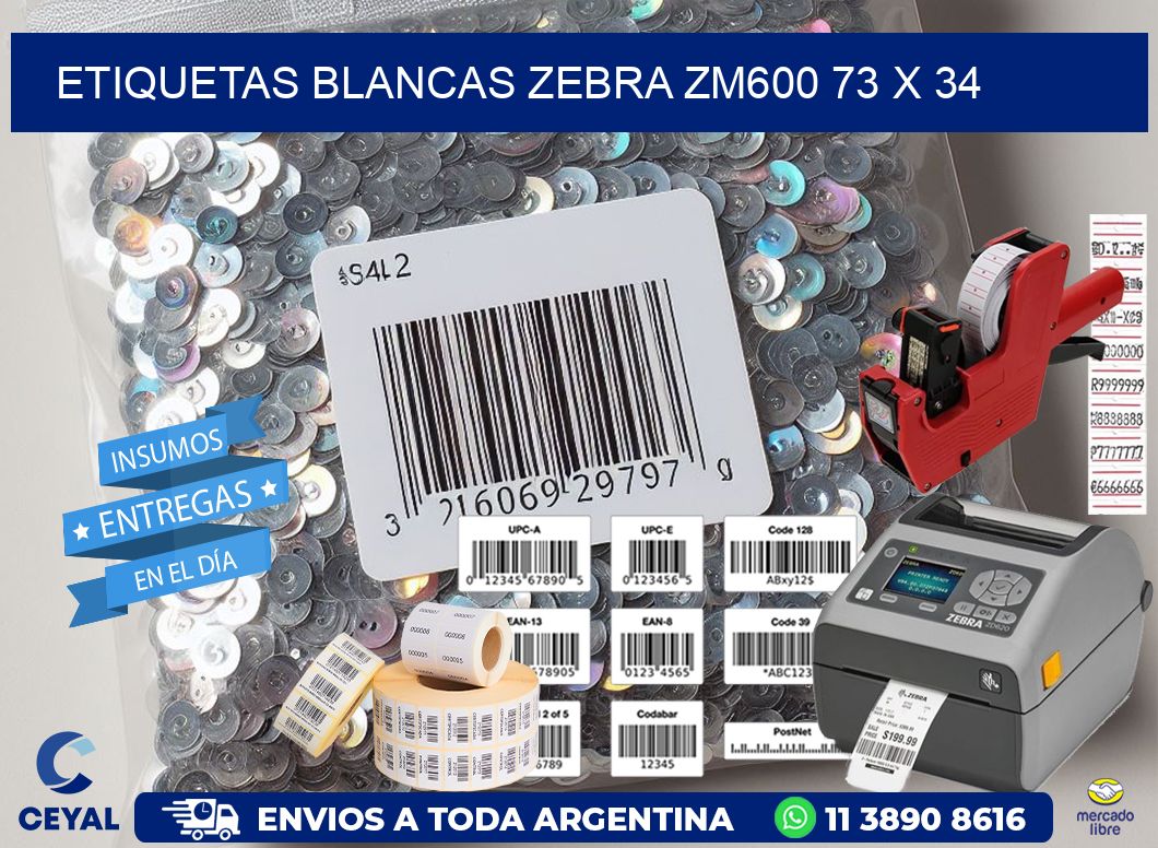 ETIQUETAS BLANCAS ZEBRA ZM600 73 x 34