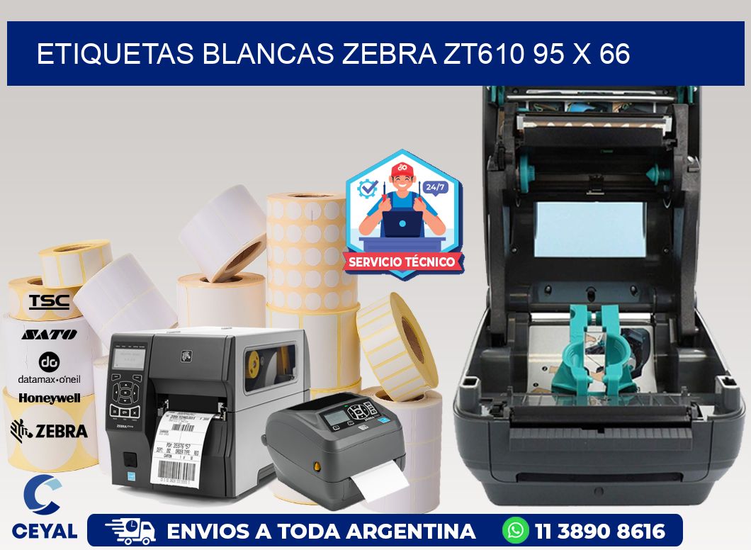 ETIQUETAS BLANCAS ZEBRA ZT610 95 x 66