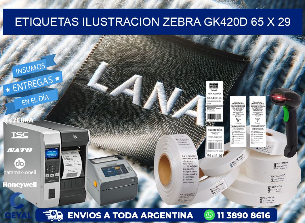 ETIQUETAS ILUSTRACION ZEBRA GK420D 65 x 29