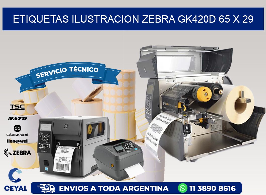 ETIQUETAS ILUSTRACION ZEBRA GK420D 65 x 29