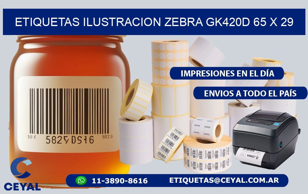 ETIQUETAS ILUSTRACION ZEBRA GK420D 65 x 29