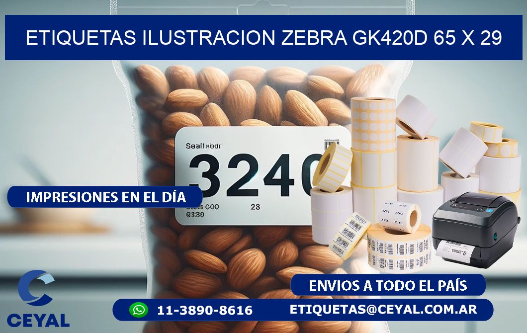 ETIQUETAS ILUSTRACION ZEBRA GK420D 65 x 29