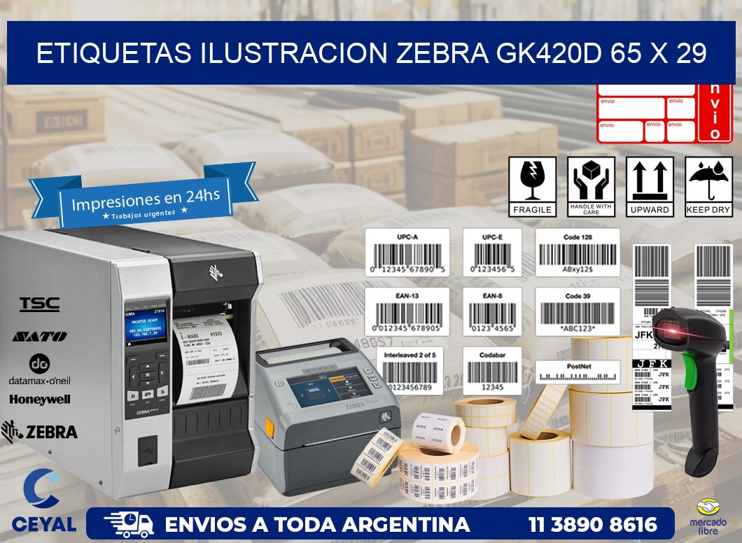 ETIQUETAS ILUSTRACION ZEBRA GK420D 65 x 29