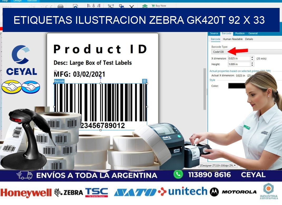 ETIQUETAS ILUSTRACION ZEBRA GK420T 92 x 33