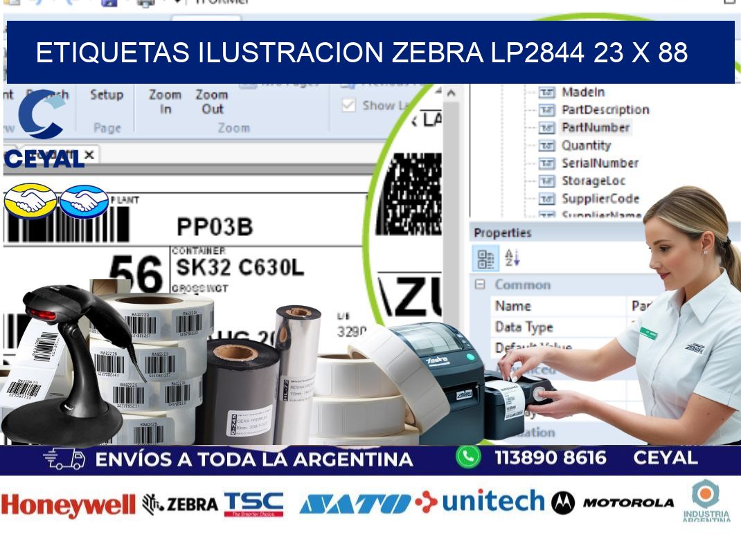 ETIQUETAS ILUSTRACION ZEBRA LP2844 23 x 88