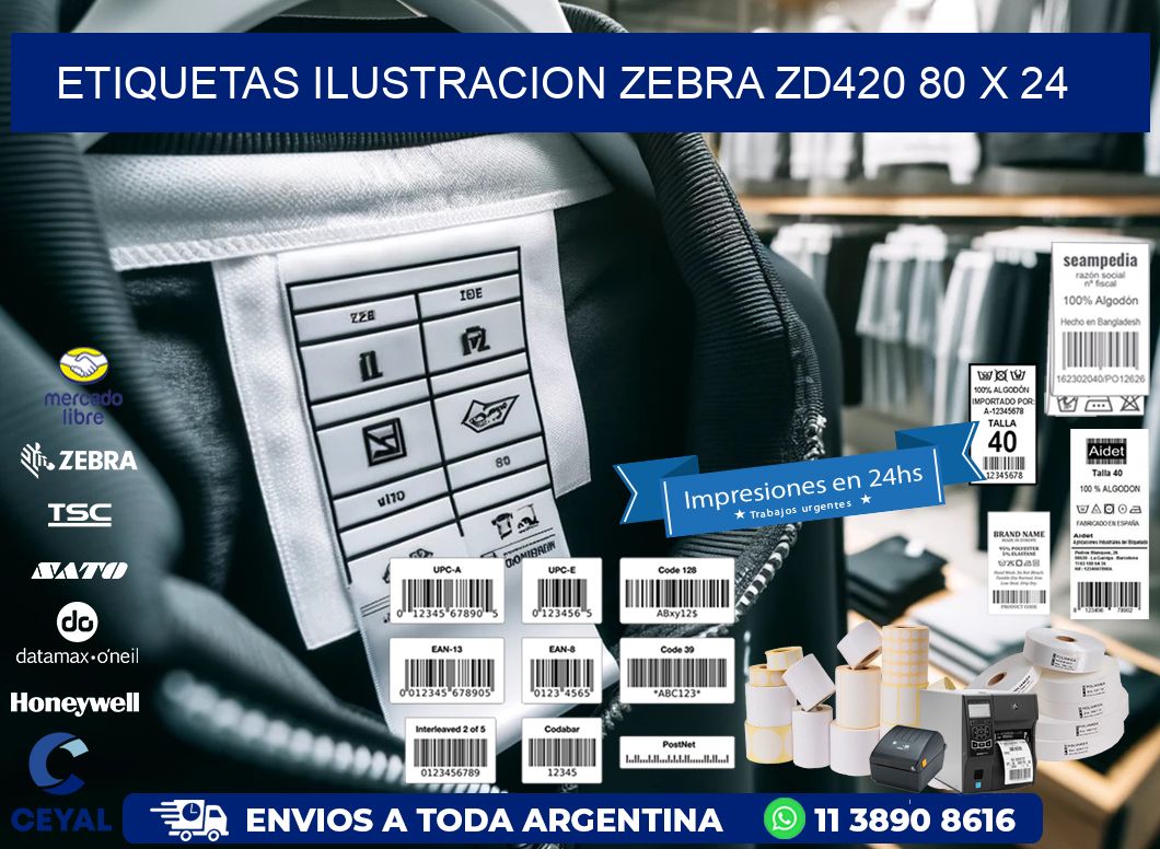 ETIQUETAS ILUSTRACION ZEBRA ZD420 80 x 24