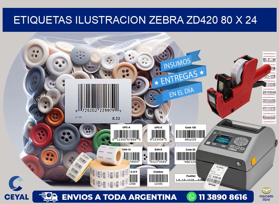 ETIQUETAS ILUSTRACION ZEBRA ZD420 80 x 24