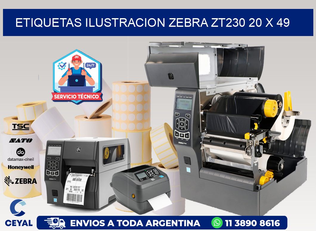 ETIQUETAS ILUSTRACION ZEBRA ZT230 20 x 49