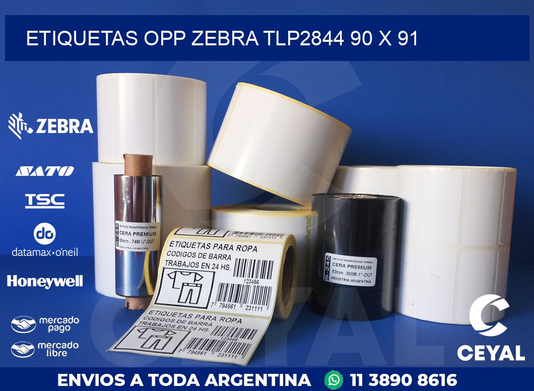 ETIQUETAS OPP ZEBRA TLP2844 90 x 91