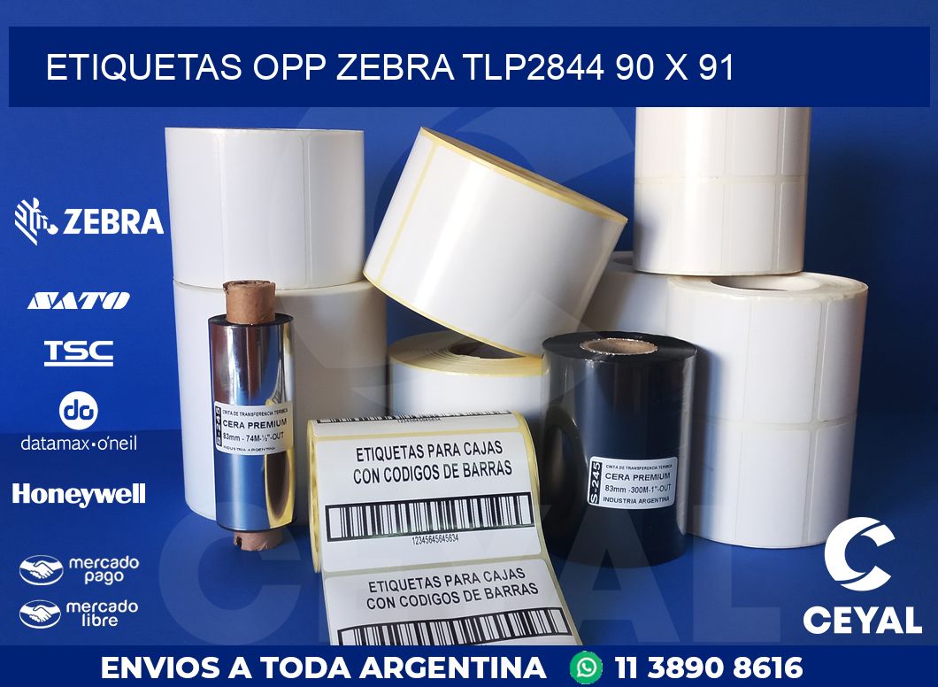 ETIQUETAS OPP ZEBRA TLP2844 90 x 91