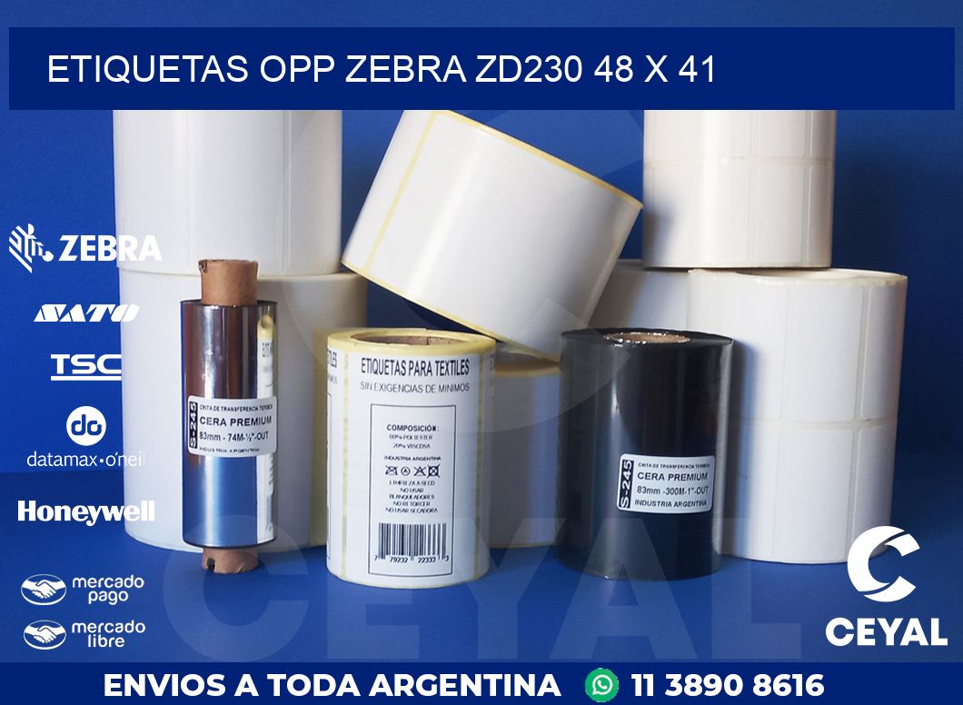 ETIQUETAS OPP ZEBRA ZD230 48 x 41
