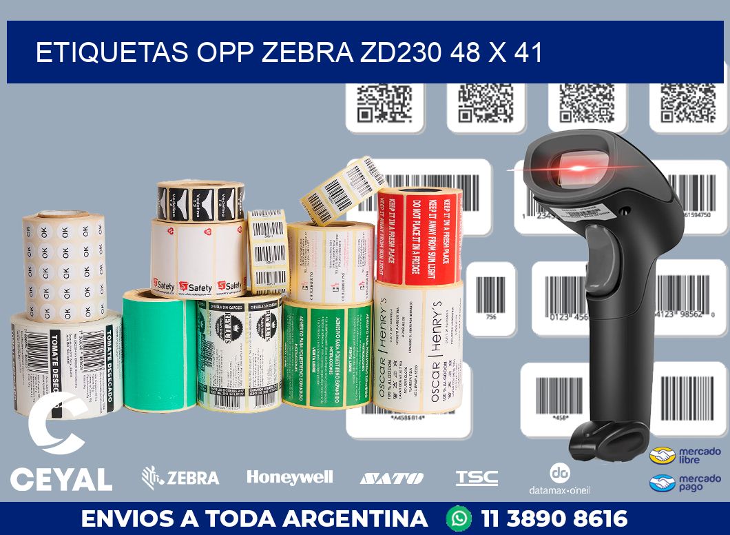 ETIQUETAS OPP ZEBRA ZD230 48 x 41